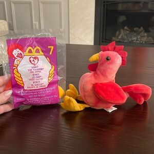 Strut the Red Rooster 1996 Ty Beanie Baby and Teenie Beanie PE Pellets 7” long